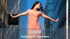  Presentation with pink business - Beautiful PPT layouts featuring pink dress against business building backdrop and a ocean colored foreground