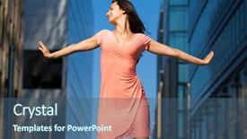  Presentation with business pink - Audience pleasing slide deck consisting of pink dress against business building backdrop and a  colored foreground