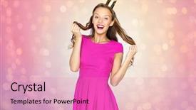  Presentation with pink rose - Cool new presentation theme with pink dress and princess crown backdrop and a  colored foreground