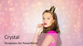  Presentation with pink rose - Slides featuring pink dress and princess crown background and a lemonade colored foreground