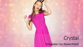  Presentation with happy holidays - Cool new slides with pink dress and princess crown backdrop and a coral colored foreground