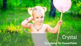  Presentation with girl pink baby shower - PPT theme with pink dress holding a butterfly background and a  colored foreground