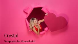  Presentation with abstract beautiful black pink glitter - Colorful PPT layouts enhanced with pink dress holding paper heart backdrop and a red colored foreground