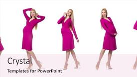  Presentation with pregnant woman in hospital - Slide set with pink dress isolated on white background and a lemonade colored foreground