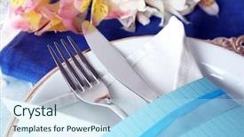  Presentation with elegant flowers - Slide set featuring pink elegant - table setting with spring flowers background and a light blue colored foreground