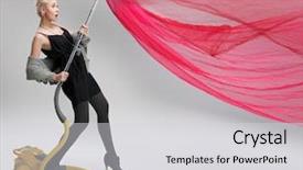  Presentation with cheerful - Audience pleasing slides consisting of pink elegant - young cheerful woman with vacuum backdrop and a light gray colored foreground