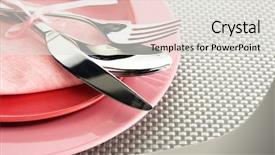  Presentation with spoon - Amazing slide deck having pink empty plates with fork backdrop and a  colored foreground