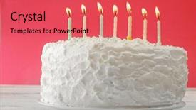  Presentation with pink birthday - Amazing PPT theme having pink flame - birthday cake with candles backdrop and a red colored foreground