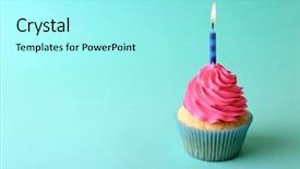  Presentation with cupcake - Cool new slides with pink flame - birthday cupcake with candle backdrop and a arctic colored foreground