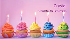  Presentation with flame - PPT layouts having pink flame - delicious cupcakes with candles background and a lemonade colored foreground