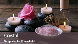  Presentation with table setting - Amazing slide set having pink flame - spa setting on old wooden backdrop and a gray colored foreground