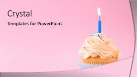  Presentation with color pink - PPT theme consisting of pink flame - tasty cupcake with candle background and a lemonade colored foreground