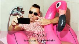  Presentation with swim suit - Presentation design consisting of pink flamingo in the bathtub background and a coral colored foreground