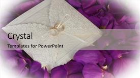  Presentation with flower wedding - Presentation theme having pink flower white paper - two rings on the wedding background and a light gray colored foreground