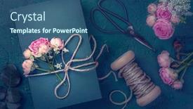  Presentation with blue pink - Colorful slide set enhanced with pink-flowers-and-the-old backdrop and a ocean colored foreground