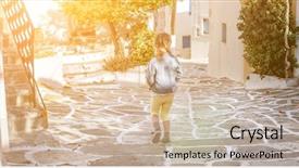  Presentation with save girl child - Presentation consisting of pink flowers between whitewashed building background and a soft green colored foreground