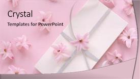  Presentation with pink flowers - Amazing theme having pink flowers hyacinth with gift backdrop and a lemonade colored foreground