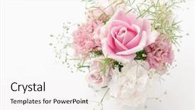  Presentation with flowers vase - Presentation design enhanced with pink flowers in a vase background and a white colored foreground