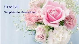  Presentation with flowers vase - PPT theme enhanced with vintage wedding - pink flowers in a vase background and a sky blue colored foreground