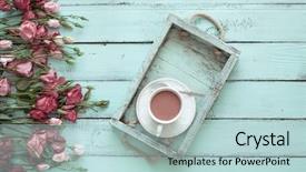  Presentation with porcelain - PPT theme having pink flowers on shabby chic background and a lemonade colored foreground