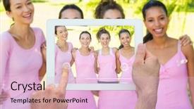  Presentation with breast cancer awareness - PPT theme having pink for breast cancer background and a lemonade colored foreground