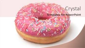  Presentation with sprinkles - Beautiful presentation theme featuring pink-frosted-donut-with-colorful backdrop and a coral colored foreground