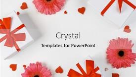  Presentation with pink flowers - Colorful PPT theme enhanced with pink-gerbera-flowers-gifts backdrop and a white colored foreground