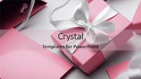  Presentation with gift ribbon - Amazing PPT theme having pink gift - luxury boxes tied backdrop and a soft green colored foreground