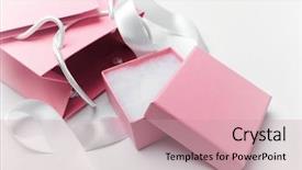  Presentation with gift ribbon - Theme having pink gift - luxury boxes tied background and a coral colored foreground