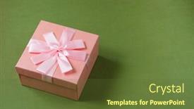  Presentation with pink green - Slides with pink-gift-box-with-bow background and a tawny brown colored foreground