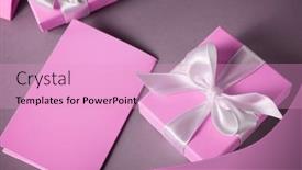  Presentation with pink ribbon - Presentation design having pink-gift-boxes background and a lemonade colored foreground
