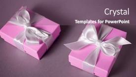  Presentation with pink ribbon - Slide deck consisting of pink-gift-boxes background and a violet colored foreground