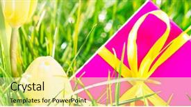  Presentation with gift - Presentation theme consisting of pink gift with easter egg background and a blonde colored foreground