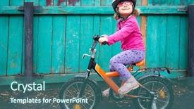  Presentation with slums - Colorful slides enhanced with pink glasses riding a bicycle backdrop and a ocean colored foreground