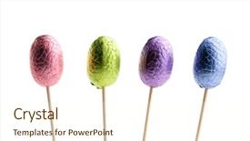  Presentation with pink green - Audience pleasing slides consisting of pink green - colorful easter eggs isolated backdrop and a cream colored foreground