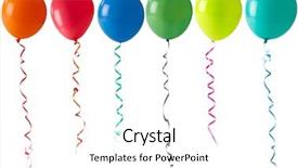  Presentation with coloured - Audience pleasing PPT theme consisting of pink green - coloured party balloons and streamers backdrop and a white colored foreground