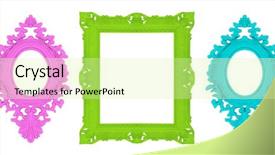  Presentation with metal frames frame and steel - Slide deck enhanced with pink green - set of beautiful ornamental frames background and a soft green colored foreground