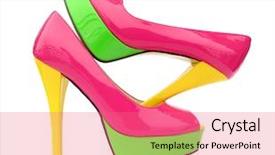  Presentation with pink green - Presentation theme having pink green yellow high heels background and a coral colored foreground