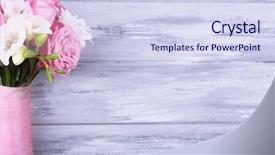  Presentation with wedding - Cool new presentation theme with wedding bouquet on wooden background backdrop and a sky blue colored foreground