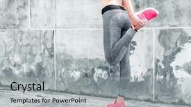  Presentation with fitness clothing - Slide set enhanced with city street over gray background and a light gray colored foreground