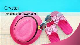  Presentation with swimming pool - Colorful slide deck enhanced with pink hat sunglasses and flip backdrop and a  colored foreground