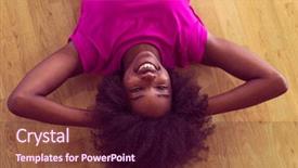  Presentation with pilates - Presentation theme consisting of portrait smiling fitness young - happy african american woman background and a wine colored foreground