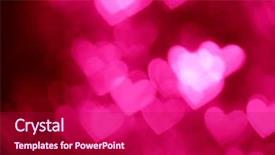  Presentation with shape heart - PPT theme enhanced with pink heart shape holiday photo background and a crimson colored foreground