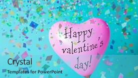  Presentation with confetti - Theme featuring pink heart-shaped balloon background and a light blue colored foreground