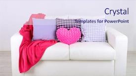  Presentation with pink white - Slide deck enhanced with pink heart shaped pillows plaid background and a sky blue colored foreground