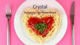  Presentation with spaghetti - Colorful presentation design enhanced with pink hearts - cooked spaghetti carefully arranged backdrop and a coral colored foreground