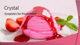  Presentation with strawberry ice cream - Colorful slide deck enhanced with pink ice cream with strawberry backdrop and a  colored foreground