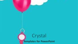  Presentation with house key - PPT theme with pink-key-flying-by-balloon background and a teal colored foreground
