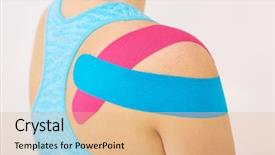  Presentation with pink blue - Cool new presentation theme with pink kinesio therapy tape backdrop and a coral colored foreground