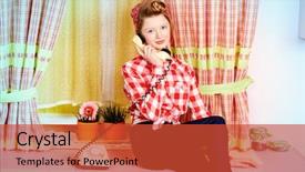  Presentation with teen girl - Presentation design enhanced with pink kitchen beauty youth fashion background and a red colored foreground